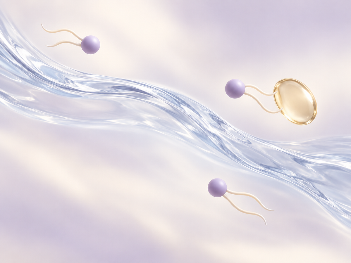 Conceptual illustration of widely spaced surfactant molecules, flowing water and an oil droplet